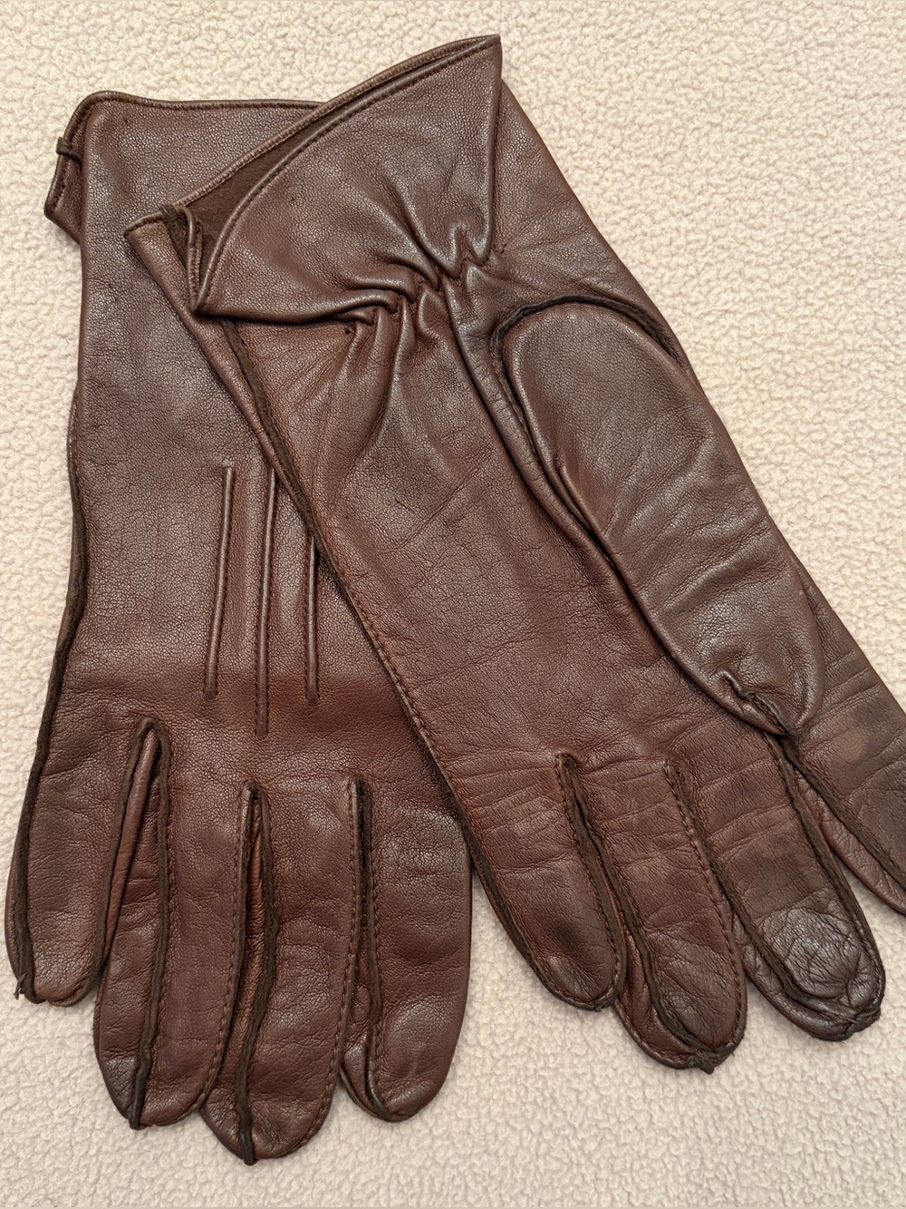 Alexette Brown Leather Driving Gloves